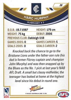 2006 Select AFL Supreme #36 Marc Murphy Back